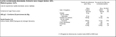 Leche condensada La Lechera 450g desnatada sirve f&aacute;cil