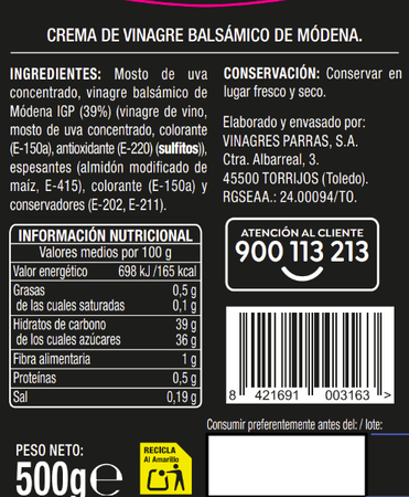 Crema de vinagre bals&aacute;mico de M&oacute;dena Alipende 500g
