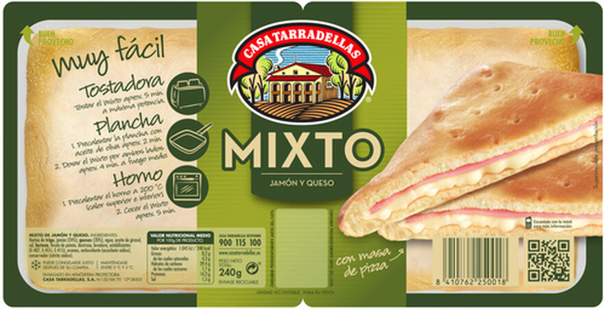 Sandwich Tarradellas pack 2 mixto jamon y queso