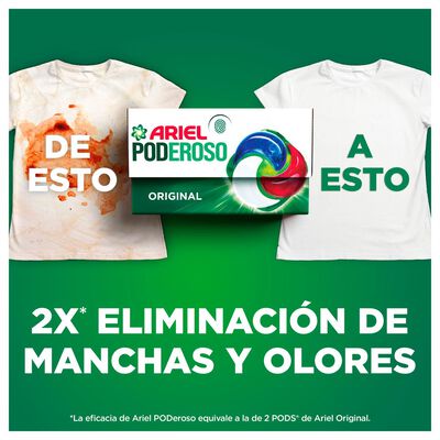 Detergente c&aacute;psulas pods Ariel 14l lavados poderoso