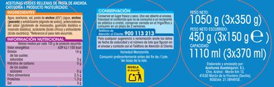 Aceitunas rellenas de anchoa Alipende 150g pack 3