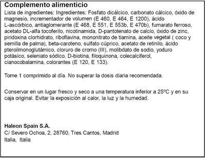 Complemento alimenticio multivitam&iacute;nico para mujer Multicentrum 30 c&aacute;psulas