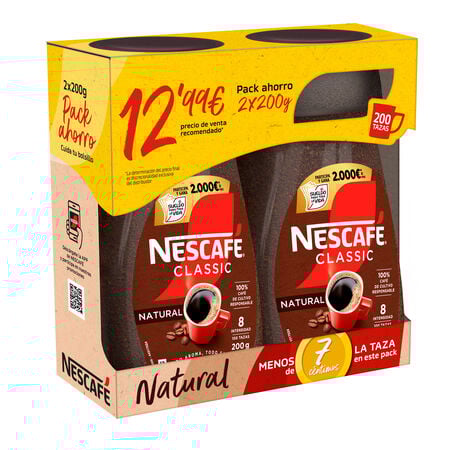Café soluble natural Nescafé 2x200g