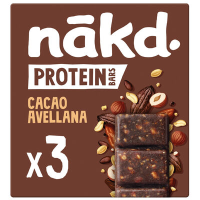 Barritas de proteína sabor cacao y avellana Nakd 135g