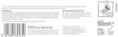 Crema dental Bodyplus 100ml blanqueante