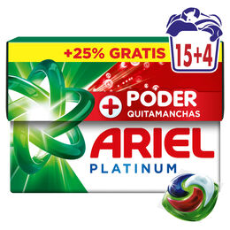 Detergente cápsulas Platinum Ariel 15+4 lavados