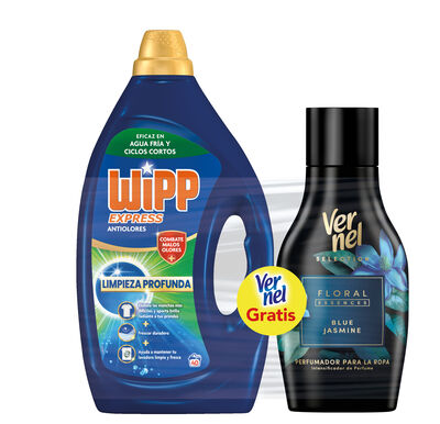Detergente l&iacute;quido Wipp Express 40 lavados higiene y anti olores +30 lavados Vernel floral