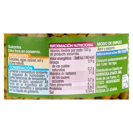 Guisantes extra finos categoría primera Alipende 230g