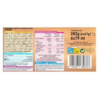 Helado bomb&oacute;n Alipende 6 uds crocanti