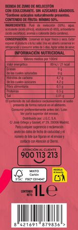 Bebida sin az&uacute;car a&ntilde;adido alipende 1l melocot&oacute;n