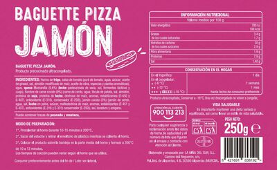 Baguette pizza Alipende 250g jam&oacute;n