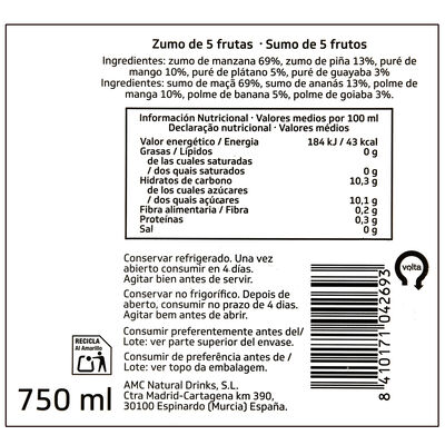 Zumo 100% exprimido refrigerado tropical Summum 750 ml