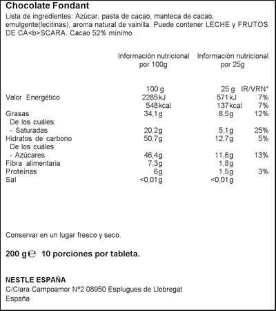 Chocolate negro Nestlé Postres tableta para fundir 200g
