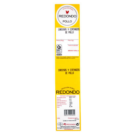 Carcasa y espinazo de pollo 800g aproximadamente