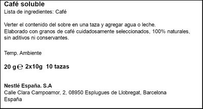 Caf&eacute; soluble descafeinado mezcla intensidad 8 Nescaf&eacute; 10 sobres