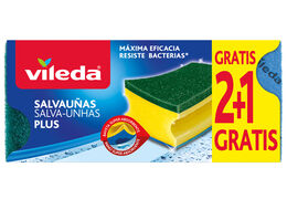 Estropajo con esponja Vileda salvaúñas plus 2+1 unidades