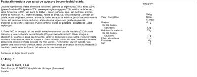 Tallarines deshidratados carbonara Gallina Blanca 148g