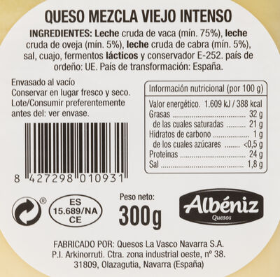 Queso mezcla viejo intenso Albeniz 300 gr.