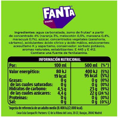 Refresco fanta con sabor exotic 500ml