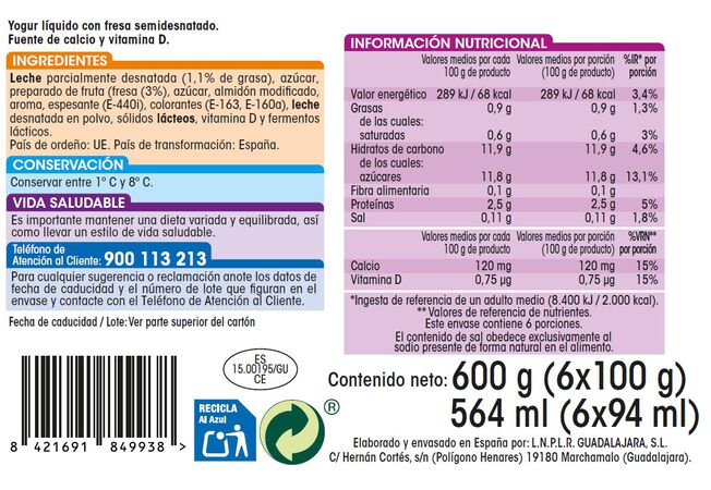Petit líquido sin gluten Alipende pack 6 fresa