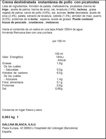 Crema de pollo Sopinstant 63g con picatostes