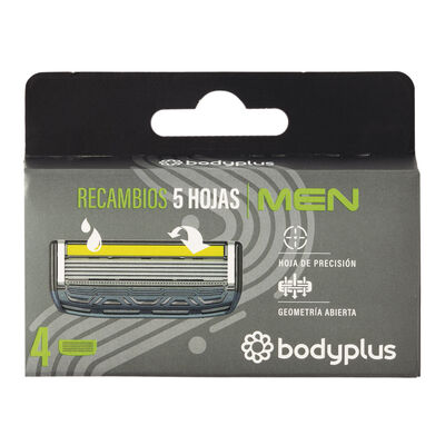 Sistema Afeitado Recambio 5Hojas Bodyplus 4 Unidades