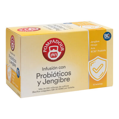 Infusión probiotic-jengibre Pompadour 15 unid