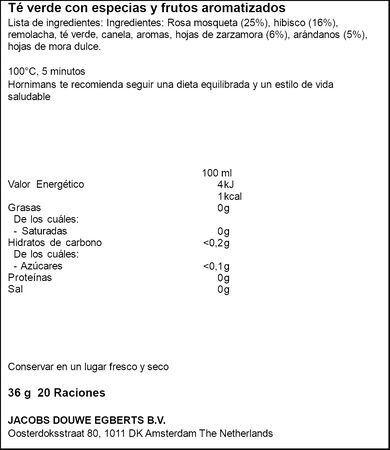 Infusi&oacute;n de ar&aacute;ndano-hibisco Hornimans 20 unidades
