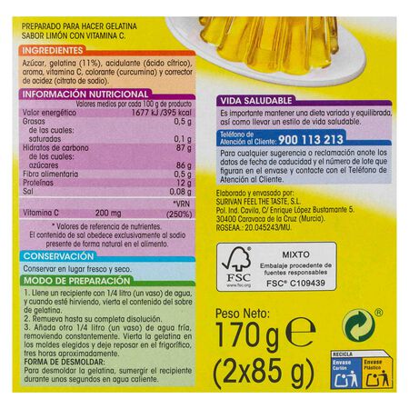 Gelatina de limón Alipende 2 uds 170g