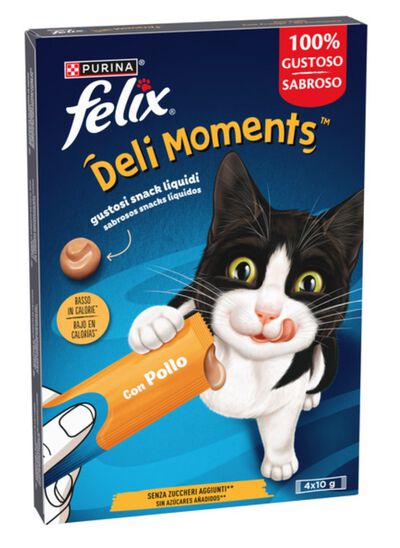 Alimentación gato Purina Felix Deli Moments con Pollo 4x10g