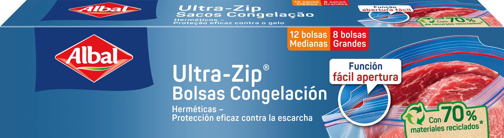 Bolsas congelación albal ultra-zip 2 tamaños 20 bolsas
