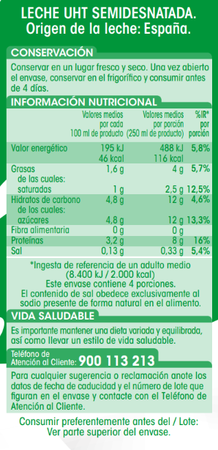 Leche Alipende 1l semidesnatada