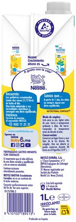 Leche crecimiento Nestl&eacute; junior cereales desde 12meses 1l