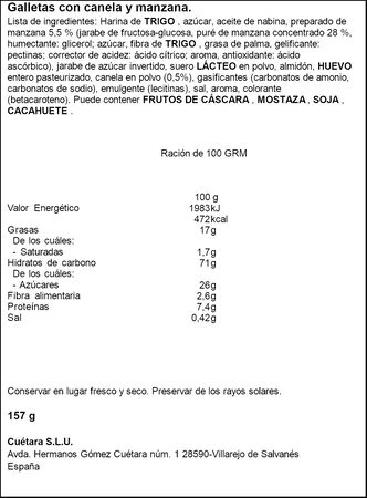 Galleta de Navidad de manzana y canela Cu&eacute;tara 157gr