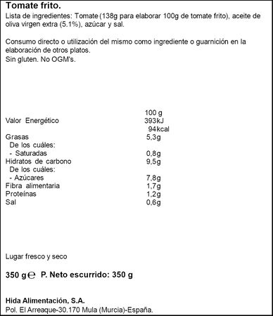 Tomate frito estilo casero Hida 350g