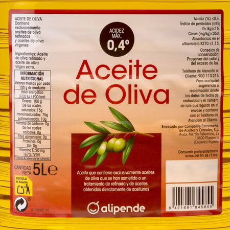 Aceite de oliva Alipende garrafa 5l 0,4º