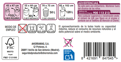 Bolsas de basura Lanta 20 uds 10 litros especial para papelera baño