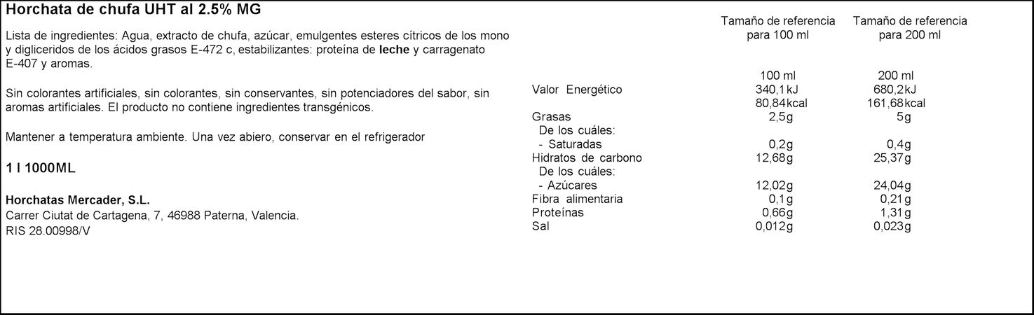 Horchata Mercader 1l