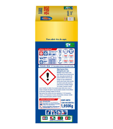 Detergente en polvo Wipp 30+9 lavados limpieza profunda