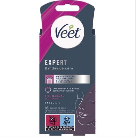 Banda de cera facial Veet Expert 16 unidades Piel normal