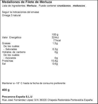 Medallones de merluza Pescanova 400g