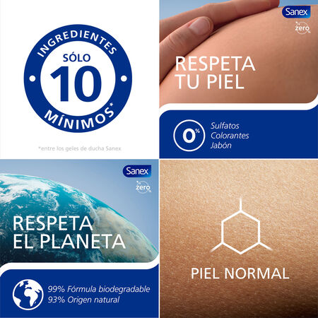 Gel de ducha Sanex 850 ml zero para piel normal