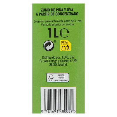 Zumo de pi&ntilde;a y uva Alipende brik 1l