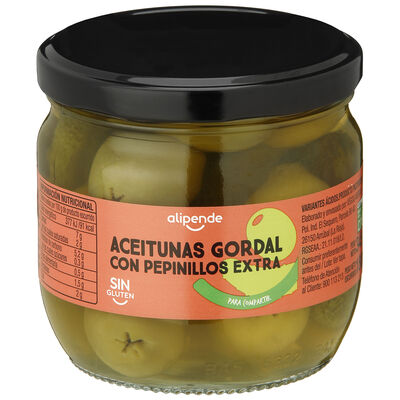 Aceitunas gordal Alipende 180g con pepinillo