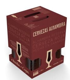 Cerveza tostada Alhambra Reserva Roja pack 4 botellas 33cl