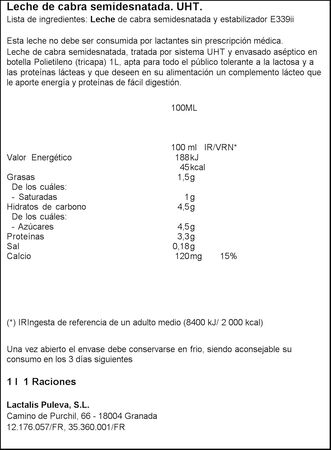 Leche cabra Puleva 1l semidesnatada