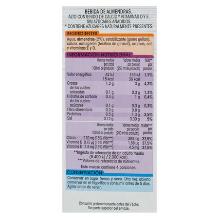 Bebida de almendras sin azúcar añadido Alipende 1l