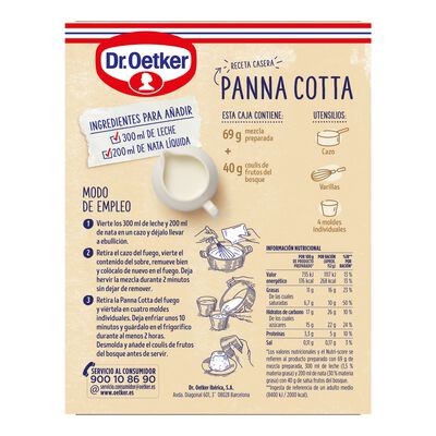 Pannacotta de frutos del bosque Dr.Oetker 109g