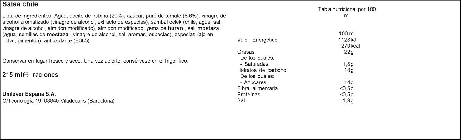 Salsa Hellmann'S 250ml sweet chilli