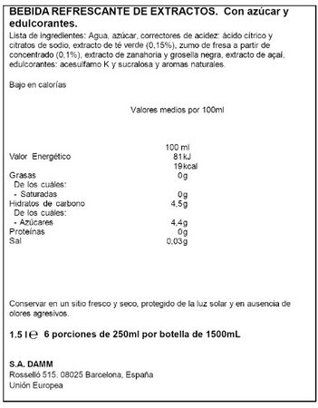 Refresco de t&eacute; con sabor a frutos rojos botella 1,5l Nestea